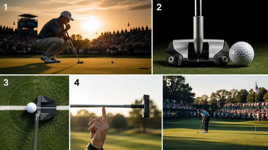 Zero torque mallet putter demonstrating square face alignment and toe-up balance on a golf course