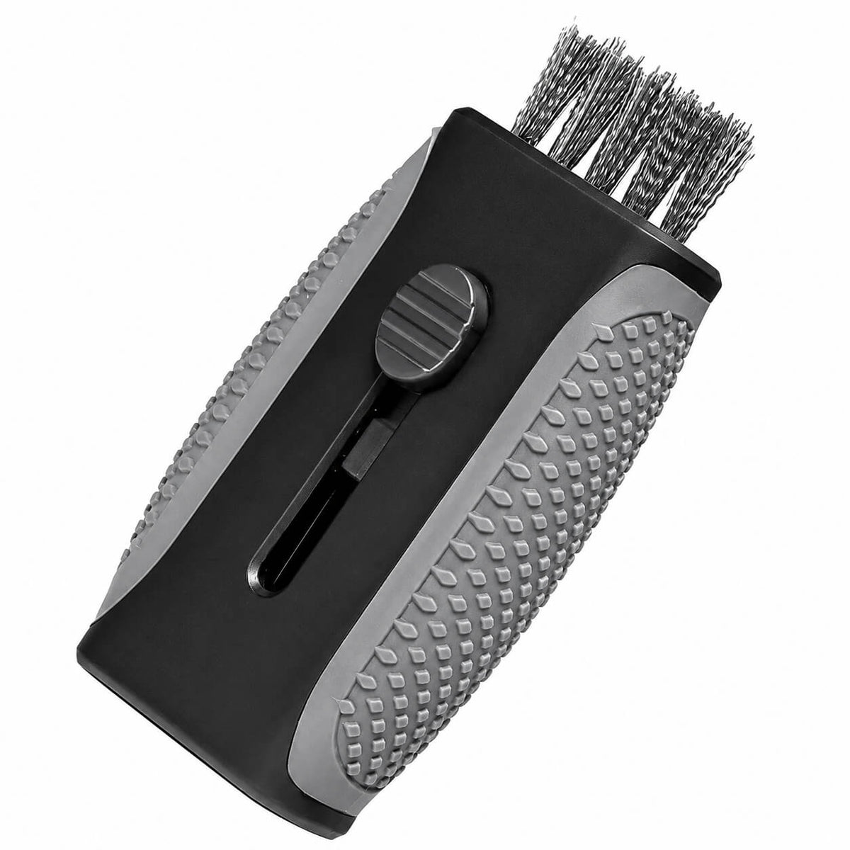 Dual-head golf club cleaning brush with soft and hard bristles