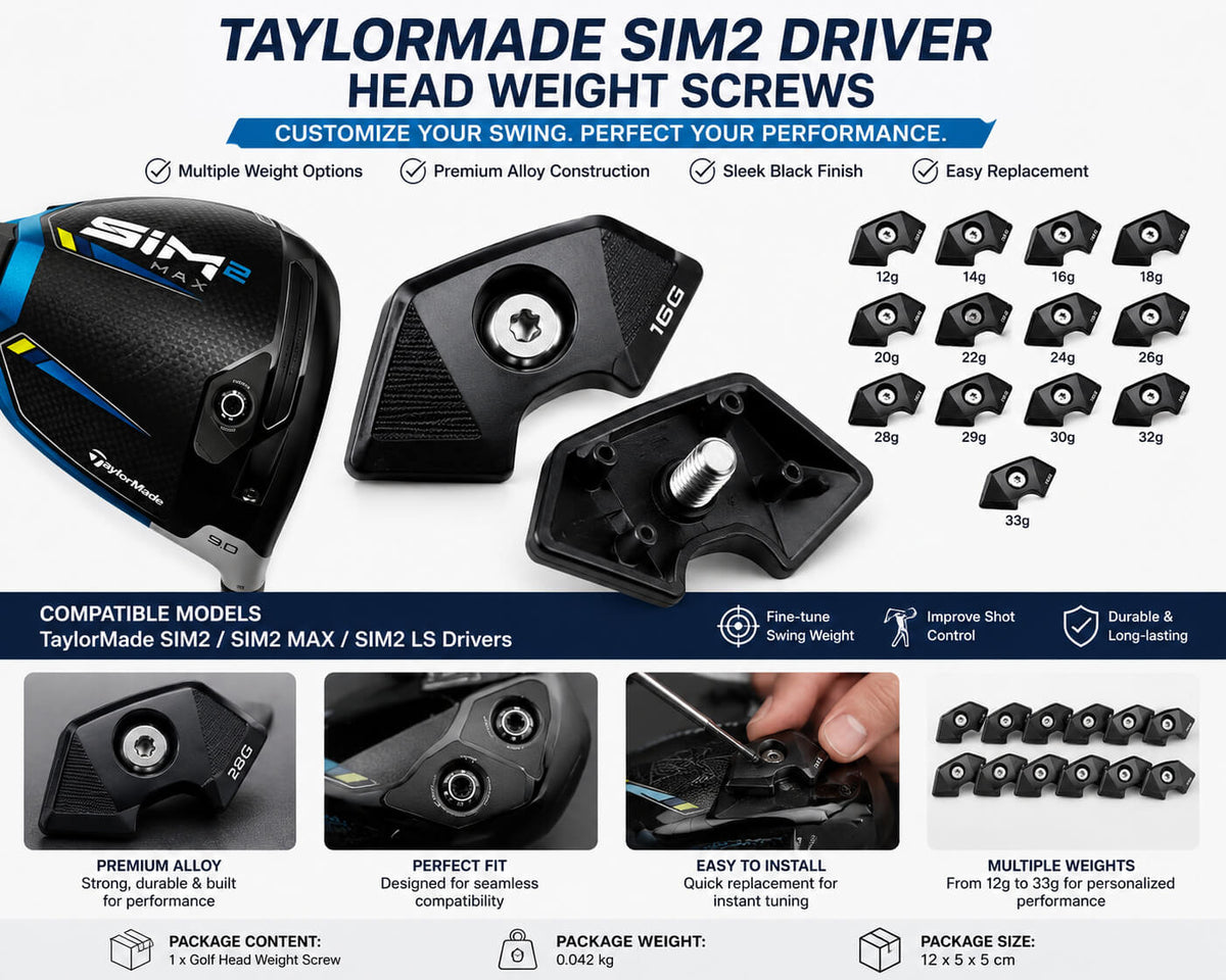 TaylorMade SIM2 driver head weight screws 12g to 33g
